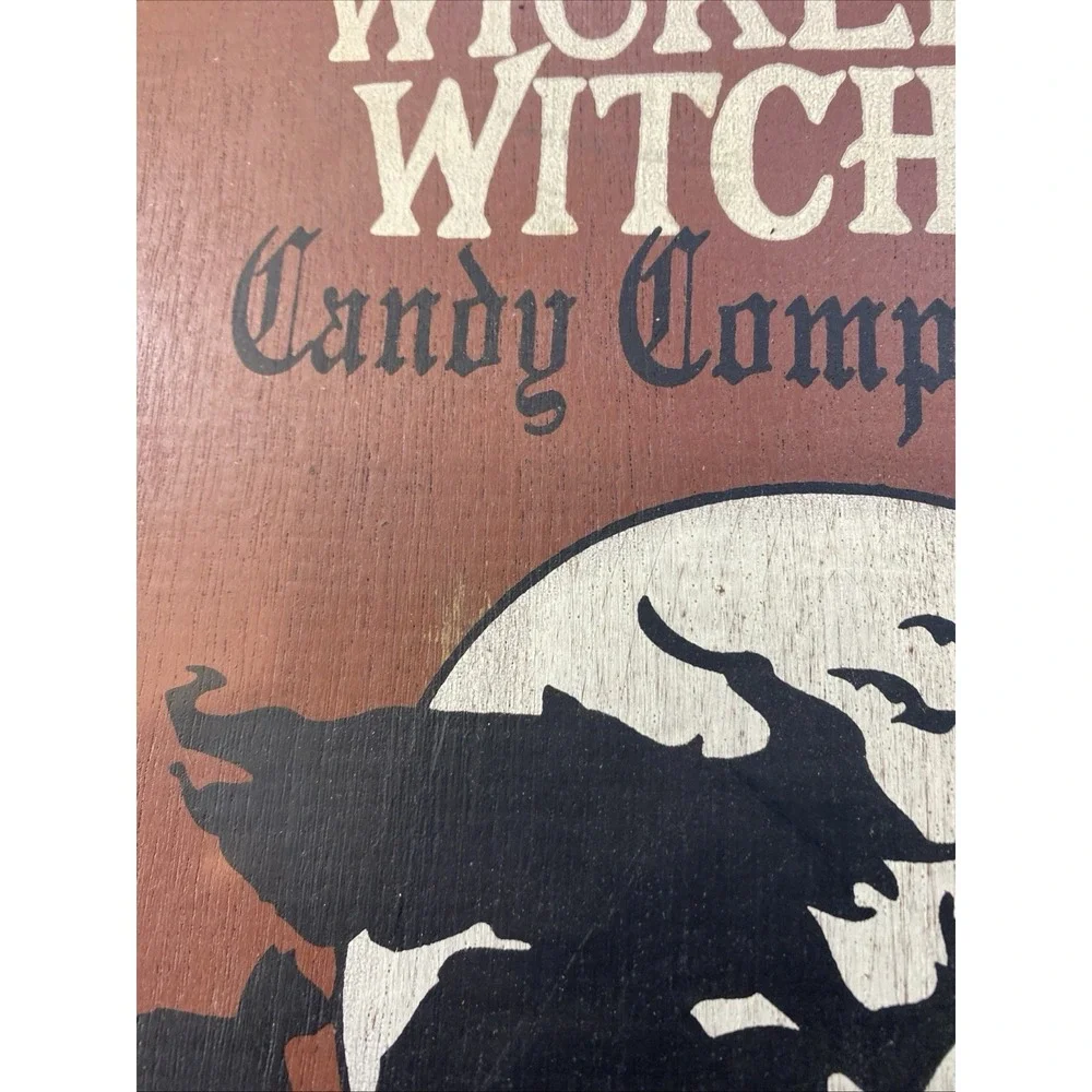 Sign Wall Decor Wood Halloween wicked witch tricks and treats bat Cat Moon‎